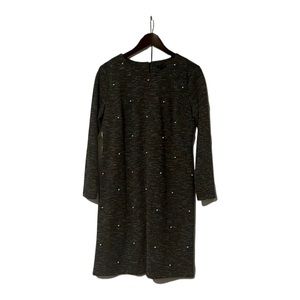 Ann Taylor black/white melange shift dress with pearl detailing size 8